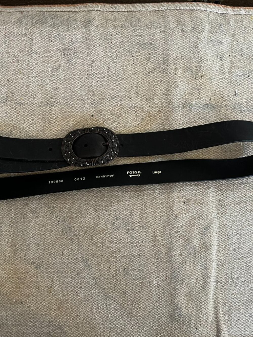 Fossil Woman's Black Western Embellished Round Rhinestone Leather Belt Sz Lr - Picture 7 of 11